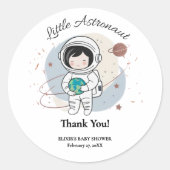 Minimalist Little Astronaut Baby shower Ronde Sticker (Voorkant)