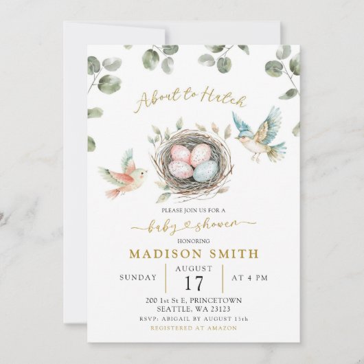 Minimalist Little Birdie Baby Shower Kaart (Voorkant)