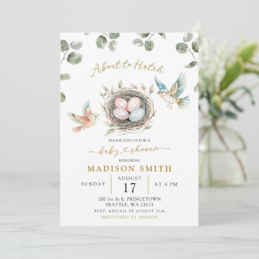 Minimalist Little Birdie Baby Shower Kaart (Staand voorkant)