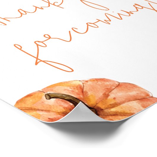 Minimalist Little Pumpkin Bedankt voor je komst Poster (Hoek)