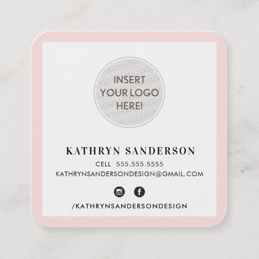 MINIMALIST LOGO eenvoudige wazige roze dank u Vierkante Visitekaartje (Achterkant)