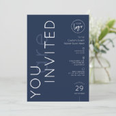 Minimalist Logo Navy Gala Dinner Business Event Kaart (Staand voorkant)