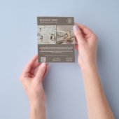 Minimalist Logo Photo QR Code Taupe Business Flyer (Hand)