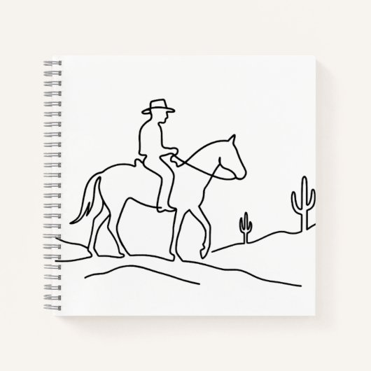 Minimalist Lone Rider Continuous Line Art Design Notitieboek (Voorkant)