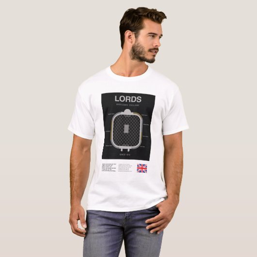 Minimalist Lords Cricket Ground Line Print Tee T-shirt (Voorkant volledig)