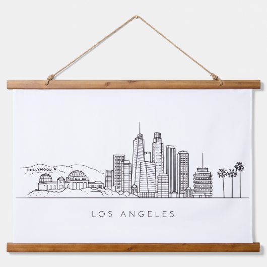 Minimalist Los Angeles Skyline Illustration Hangend Wandkleed (Voorkant)