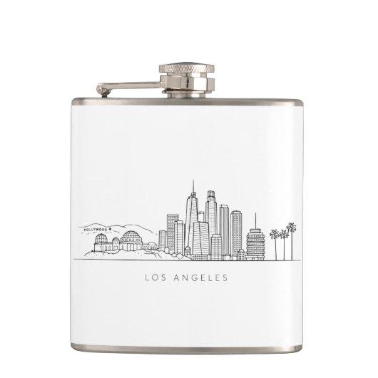 Minimalist Los Angeles Skyline Illustration Heupfles (Voorkant)