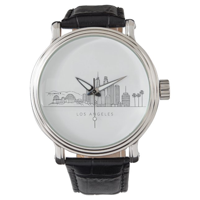 Minimalist Los Angeles Skyline Illustration Horloge (Voorkant)