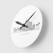 Minimalist Los Angeles Skyline Illustration Ronde Klok (Hoek)