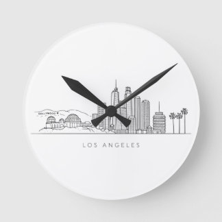 Minimalist Los Angeles Skyline Illustration Ronde Klok