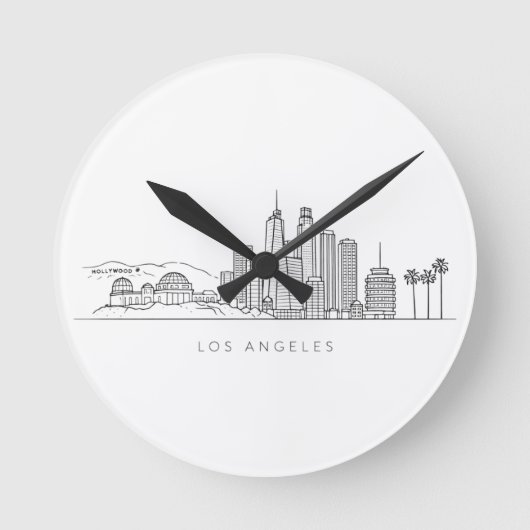 Minimalist Los Angeles Skyline Illustration Ronde Klok (Voorkant)