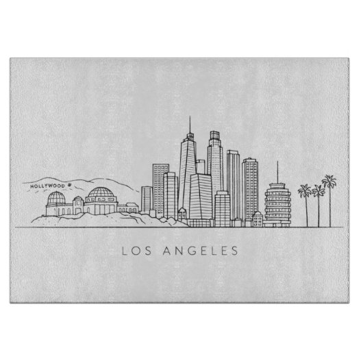 Minimalist Los Angeles Skyline Illustration Snijplank (Voorkant)