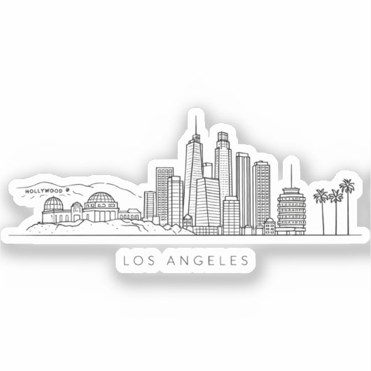 Minimalist Los Angeles Skyline Illustration Sticker (Voorkant)