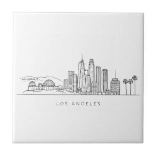 Minimalist Los Angeles Skyline Illustration Tegeltje