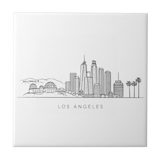 Minimalist Los Angeles Skyline Illustration Tegeltje (Voorkant)