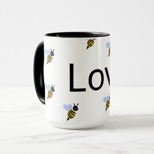 Minimalist Love & Bees Mug – Romantic Gift for Any Mok (Voorkant links)