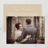 Minimalist Love & Thanks Whimsical Script Wedding Bedankkaart (Voorkant / Achterkant)