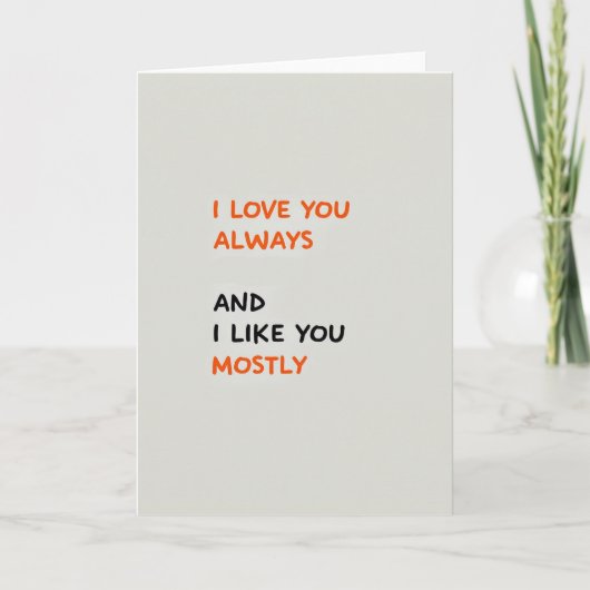 Minimalist Love You Mostly Card Kaart (Voorkant)
