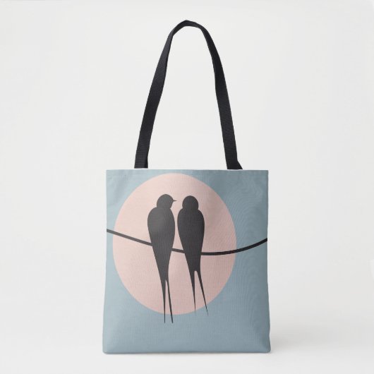 Minimalist Lovebirds on a Wire  Tote Bag (Voorkant)