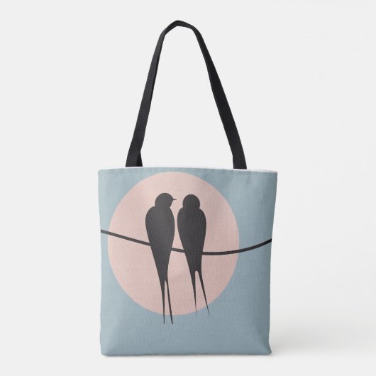 Minimalist Lovebirds on a Wire  Tote Bag (Achterkant)