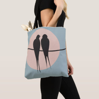 Minimalist Lovebirds on a Wire  Tote Bag