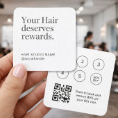 Minimalist Loyalty Program Business Card QR Code Vierkante Visitekaartje