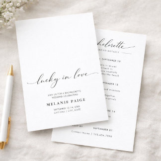 Minimalist Lucky In Love Bachelorette Weekend Kaart