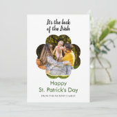 Minimalist lucky shamrock st. Patrick's Day Photo Feestdagenkaart (Staand voorkant)