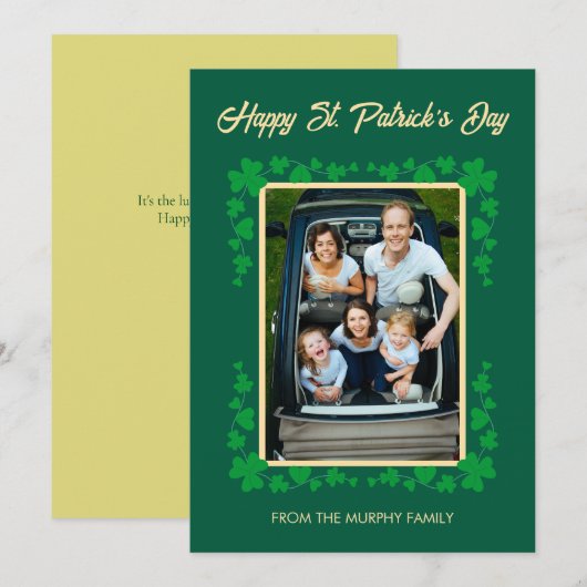 Minimalist lucky shamrock st. Patrick's Day Photo Feestdagenkaart (Voorkant / Achterkant)