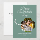 Minimalist lucky shamrock st. Patrick's Day Photo Feestdagenkaart (Voorkant / Achterkant)