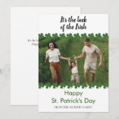 Minimalist lucky shamrock st. Patrick's Day Photo Feestdagenkaart (Voorkant / Achterkant)