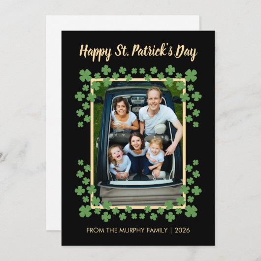 Minimalist lucky shamrock st. Patrick's Day Photo Feestdagenkaart (Voorkant / Achterkant)
