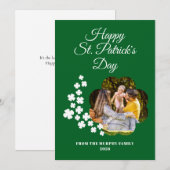 Minimalist lucky shamrock st. Patrick's Day Photo Feestdagenkaart (Voorkant / Achterkant)