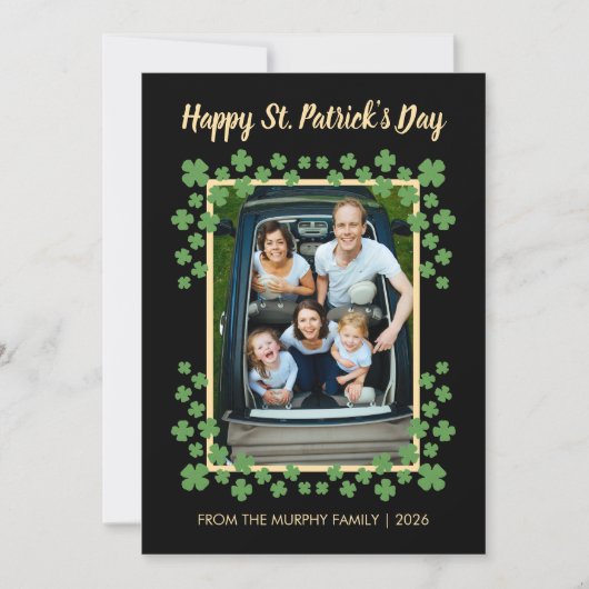 Minimalist lucky shamrock st. Patrick's Day Photo Feestdagenkaart (Voorkant)