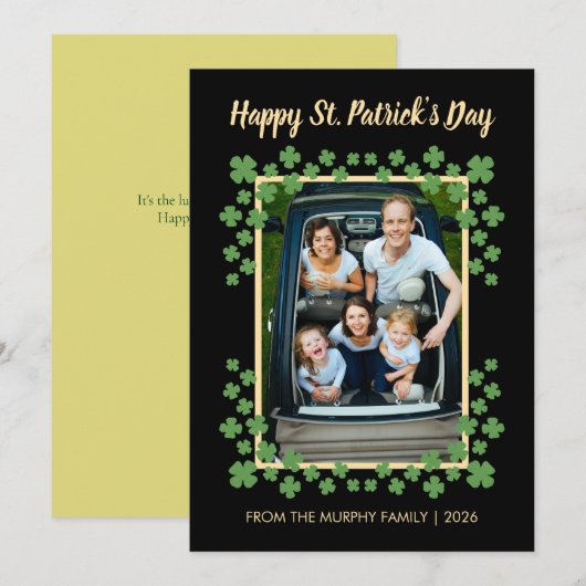 Minimalist lucky shamrock st. Patrick's Day Photo Feestdagenkaart (Voorkant / Achterkant)