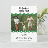 Minimalist lucky shamrock st. Patrick's Day Photo Feestdagenkaart (Staand voorkant)