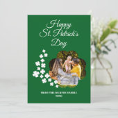 Minimalist lucky shamrock st. Patrick's Day Photo Feestdagenkaart (Staand voorkant)