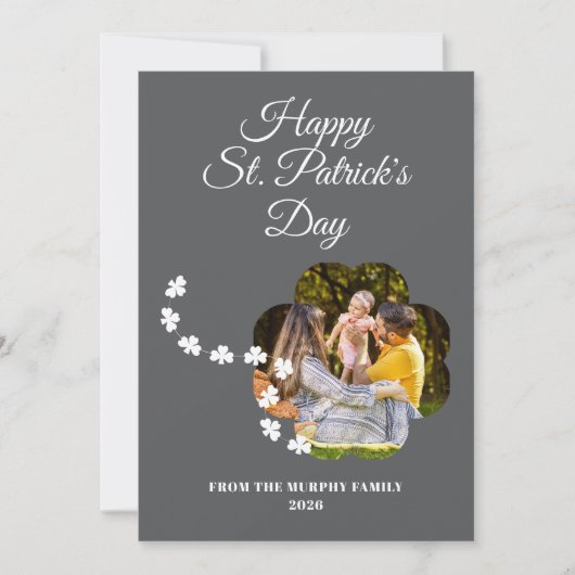 Minimalist lucky shamrock st. Patrick's Day Photo Feestdagenkaart (Voorkant)