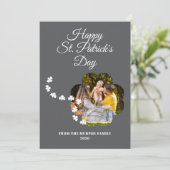 Minimalist lucky shamrock st. Patrick's Day Photo Feestdagenkaart (Staand voorkant)