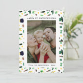 Minimalist lucky shamrock st. Patrick's Day Photo Feestdagenkaart (Staand voorkant)