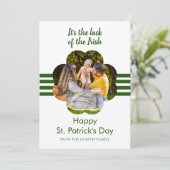Minimalist lucky shamrock st. Patrick's Day Photo Feestdagenkaart (Staand voorkant)
