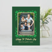 Minimalist lucky shamrock st. Patrick's Day Photo Feestdagenkaart (Staand voorkant)