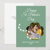 Minimalist lucky shamrock st. Patrick's Day Photo Feestdagenkaart (Voorkant / Achterkant)