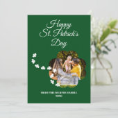 Minimalist lucky shamrock st. Patrick's Day Photo Feestdagenkaart (Staand voorkant)