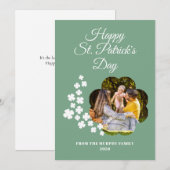 Minimalist lucky shamrock st. Patrick's Day Photo Feestdagenkaart (Voorkant / Achterkant)