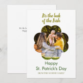 Minimalist lucky shamrock st. Patrick's Day Photo Feestdagenkaart (Voorkant / Achterkant)