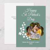 Minimalist lucky shamrock st. Patrick's Day Photo Feestdagenkaart (Voorkant / Achterkant)