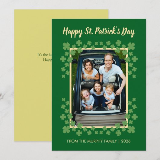 Minimalist lucky shamrock st. Patrick's Day Photo Feestdagenkaart (Voorkant / Achterkant)