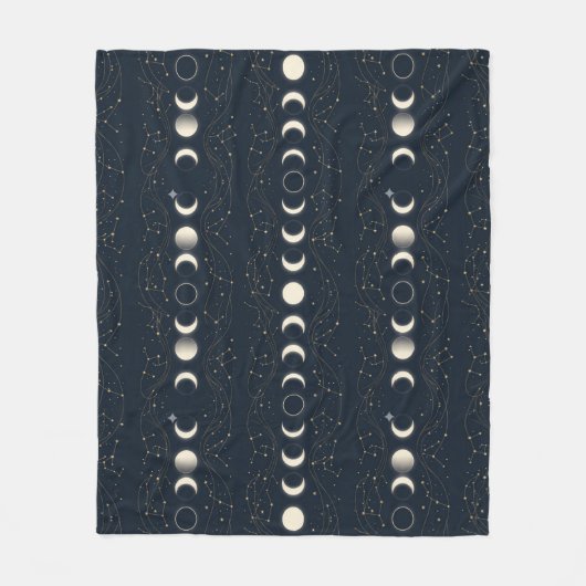Minimalist Lunar Phases Pattern with Stars and Nig Fleece Deken (Voorkant)