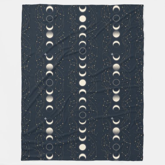 Minimalist Lunar Phases Pattern with Stars and Nig Fleece Deken (Voorkant)